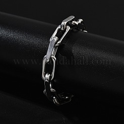男性用304ステンレススチールアズキチェーンブレスレット  ステンレス鋼色  7.91インチ（20.1cm）&nbsp;BJEW-U017-01P
