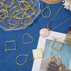 24Pcs 4 Styles Zinc Alloy Open Back Bezel Pendants&nbsp;FIND-CA0011-24