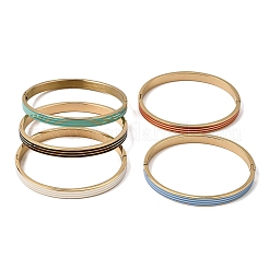 304 Stainless Steel Enamel Striped Hinged Cuff Bangles for Women&nbsp;SA-CBAC920-06G