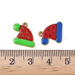 クリスマス 304 ステンレススチール エナメルペンダント  ゴールドカラー  帽子  13x14x1.5mm  穴：1.5mm&nbsp;STAS-Z153-01G-04