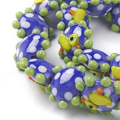 手作りランプワークビーズ  花  アヒル  バンピー  ブルー  21x19x10mm  穴：2mm  約20個/連  12.60''（32センチメートル）&nbsp;LAMP-J092-01D