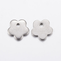 変色しにくい304ステンレススチールチャーム  花  ステンレス鋼色  7x7x1mm  穴：1mm&nbsp;LS-STAS-L200-85P