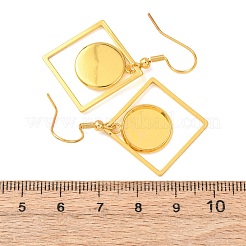 304ステンレススチールイヤリングカボションセッティング  ゴールドカラー  正方形  44x27.5mm  トレイのサイズ：12mm&nbsp;STAS-D267-01B-G