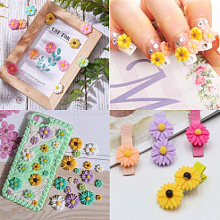 樹脂カボション  DIYモバイルアクセサリー用  デイジーの花  オレンジ  9~26.5x4~8.5mm&nbsp;CRES-CJC0005-01B