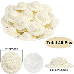 ミニ布製人形用帽子40個  人形の装飾アクセサリー  フローラルホワイト  50x12mm&nbsp;AJEW-SC0031-34B