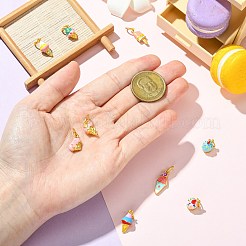 9個9スタイルアロイエナメルペンダント  丸カン付き  ゴールドカラー  アイスクリームとケーキのチャーム  ミックスカラー  14.5~21x7.5~10.5x2.5~8.5mm  穴：5mm  1個/スタイル&nbsp;FIND-CJ0005-17