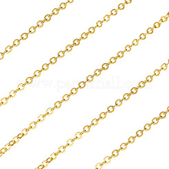 真鍮被覆鉄フラットアズキチェーン  ハンダ付け  スプールで  フラットオーバル  ゴールドカラー  2x1.5x0.3mm  約32.81フィート（10m）/ロール&nbsp;CH-TAC0007-01G