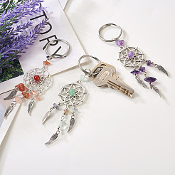 20Pcs 10 Style Natural Chip Gemstone Keychain&nbsp;KEYC-KS0001-05