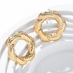 女性用304ステンレススチールスタッドピアス  花  ゴールドカラー  29.5x28mm&nbsp;EJEW-K306-05G