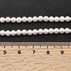電気めっきシェルパールビーズ連売り  ラウンド  ホワイト  4mm  穴：1mm  約106個/連  15.94''（40.5センチメートル）&nbsp;BSHE-K017-4mm