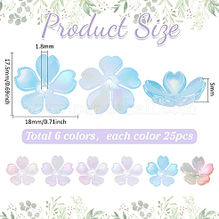 150個 6色アクリル模造シェルビーズキャップ  花  ミックスカラー  17.5x18x5mm  穴：1.8mm  25個/カラー&nbsp;SACR-PH0002-36