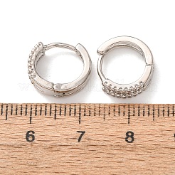 真鍮製マイクロパヴェキュービックジルコニアフープピアス  ラウンド  ラックめっき  長持ちメッキ  カドミウムフリー＆鉛フリー  プラチナ  13x4mm&nbsp;KK-CBA90BB-07P