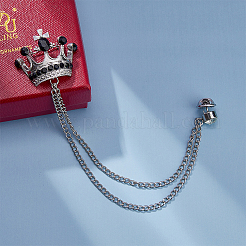 6Pcs 6 Colors Rhinestone Crown Hanging Chain Brooches&nbsp;JEWB-HY0001-30
