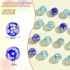 手作りランプワークビーズ  花の丸  ミックスカラー  12mm  穴：1.8mm&nbsp;LAMP-SZ0001-43B-02