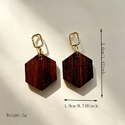 Wood & Alloy Stud Earrings for Women&nbsp;WGFF9D5-01