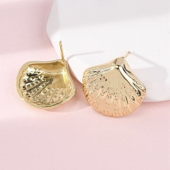 Brass Shell Shape Stud Earrings&nbsp;EJEW-H165-02B-G