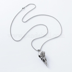 Vintage Gothic Raven Skull 304 Stainless Steel Pendant Necklaces for Men Women&nbsp;XV7044