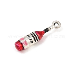 合金エナメルチャーム  アンティークシルバー  レッド  18x4mm  穴：1mm&nbsp;LS-FIND-Z106-01AS-05A