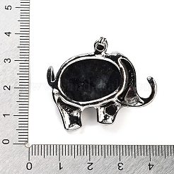 天然ラルビカイトペンダント  合金製の金具が付いた象のチャーム  プラチナ  29x37~37.5x9.5~10mm  穴：3x9mm&nbsp;G-G112-01P-11