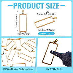 12Pcs 304 Stainless Steel Open Back Bezel Pendants&nbsp;STAS-TA0006-50G
