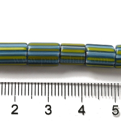 手作りのネパールランプワークビーズ  ストライプの列  士官候補生ブルー  6~14x5~8mm  穴：1.4~3mm  約52~78個/連  25.59~25.98''（65~66センチメートル）&nbsp;LAMP-B023-07A-08