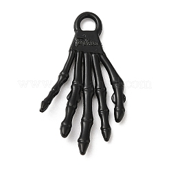 ハロウィンスプレー塗装合金ペンダント  手  ブラック  35x19x2mm  穴：3.5mm&nbsp;PALLOY-D019-07