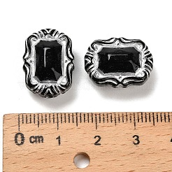 不透明なアクリルビーズ  シルバーライン入り  ブラック  長方形  18x13x8.5mm  穴：1.8mm  約510個/500g&nbsp;MACR-K359-55C
