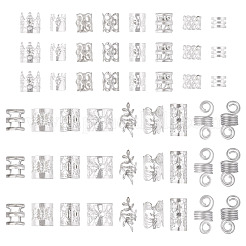 170個 17スタイル アイロンヘアコイルカフス  ヘアコイルカフス  混合図形  銀  9~23x8~12mm  内径：7~10.5mm  10個/スタイル&nbsp;OHAR-TA0001-12S