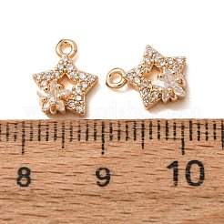 真鍮マイクロパヴェクリアキュービックジルコニアチャーム  スターのチャーム  18KGP本金メッキ  10.5x8.5x4mm  穴：1.2mm&nbsp;CU-CBAEC99-23G