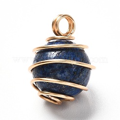 混合天然石ペンダント  18KGP本金メッキ緑銅線製  ラウンド  18x12~13mm  穴：2.5~3mm&nbsp;PALLOY-JF00910