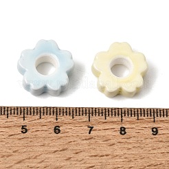 手作り陶器ヨーロピアンビーズ  五弁の花  大穴ビーズ  ミックスカラー  16.5x17x6.5mm  穴：6mm&nbsp;PR-CBA64B6-06