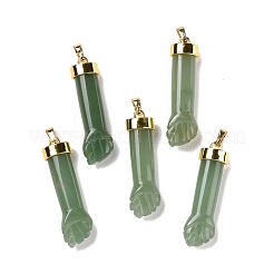 天然石&合成ミックスストーンペンダント  ゴールデントーン真鍮パーツ  拳の形  45x12x10mm  穴：4.5x7.5mm&nbsp;G-K322-01-G