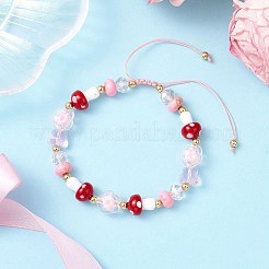 3Pcs Floral Acrylic Beads Braided Bead Bracelets for Women&nbsp;BJEW-MZ00192