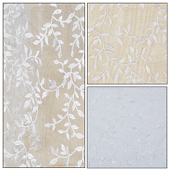 Polyester Leaf Lace Embroidery Fabrics&nbsp;DIY-WH20081-073B