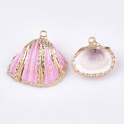 Spray Paint & Electroplate Sea Shell Pendants&nbsp;SSHEL-S262-09F