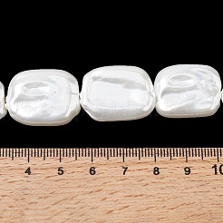 電気メッキ不透明ガラス模造真珠ビーズ連売り  長方形  ホワイト  24~25x18~19x7mm  穴：1.2mm  約17個/連  15.55''（39.5センチメートル）&nbsp;EGLA-H113-01B
