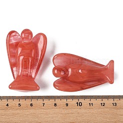 合成チェリークォーツガラス彫刻アングルフィギュア  自宅オフィスのデスクトップの風水の装飾品  18.5~20x29~35x49~51mm&nbsp;GG-CBA9C2C-A13
