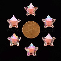 透明なアクリルビーズ  二層ビーズ  ABカラー  多面カット  スター  鮭色  14x15x8.5mm  穴：2mm  約518個/500g&nbsp;X-TACR-S152-02D-SS2109