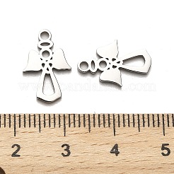 変色しない316サージカルステンレスペンダント  レーザー切断  天使のチャーム  ステンレス鋼色  15x10x1mm  穴：1.6mm&nbsp;STAS-H190-12P