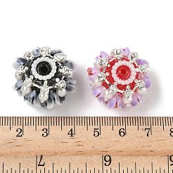 アクリルラインストーンビーズ  ABSイミテーションパールと樹脂ローズ付き  ロンデル  ミックスカラー  26x17.5mm  穴：2mm&nbsp;OACR-A041-02