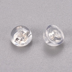 シリコン製ピアスキャッチ  925の純シルバー製パーツ  半円  透明  銀  5.5x4mm  穴：0.6mm&nbsp;SIL-WH0002-02S