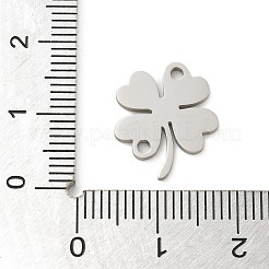 201ステンレススチールレーザーカットコネクタチャーム  ステンレス鋼色  クローバー  16x13x1mm  穴：1.5mm&nbsp;STAS-R133-02P-08
