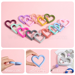16Pcs 16 Colors Heart Food Grade Eco-Friendly Silicone Focal Beads&nbsp;SIL-SP0001-06