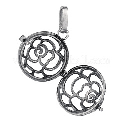 Brass Hollow Round with Rose Cage Pendants&nbsp;KK-E662-20AS-NR