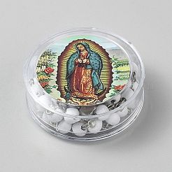 Religious Rondelle Resin Rosary Bead Necklaces&nbsp;NJEW-WH0013-72B