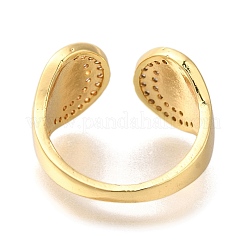 Rack Plating Brass Micro Pave Cubic Zirconia Open Cuff Rings for Women&nbsp;LS-RJEW-S244-01G-B