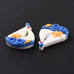 オペーク樹脂カボション  海のテーマ  ヒトデとヨット  ホワイト  30.4x23.5x6mm&nbsp;X-RESI-C010-06