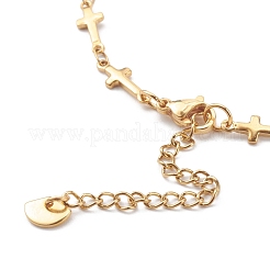 304ステンレススチールクロスリンクチェーンアンクレット  カニカン付き  ゴールドカラー  9-1/4インチ（23.5cm）&nbsp;AJEW-AN00415
