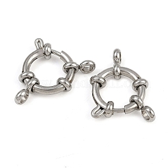 304ステンレススチールスプリングリング留め金  ステンレス鋼色  14x4.5mm  穴：2.5mm&nbsp;STAS-B095-03P-02