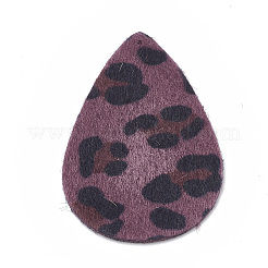 イミテーションレザービッグペンダント  フェイクファー付き  ティアドロップ  パープル  55x36x1mm  穴：1mm&nbsp;LS-FIND-N001-10A